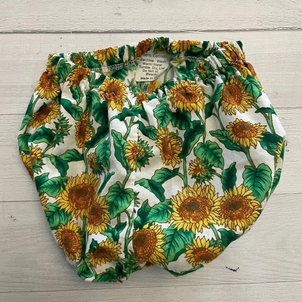 Baby sunflower‎ diaper cover and bonnet